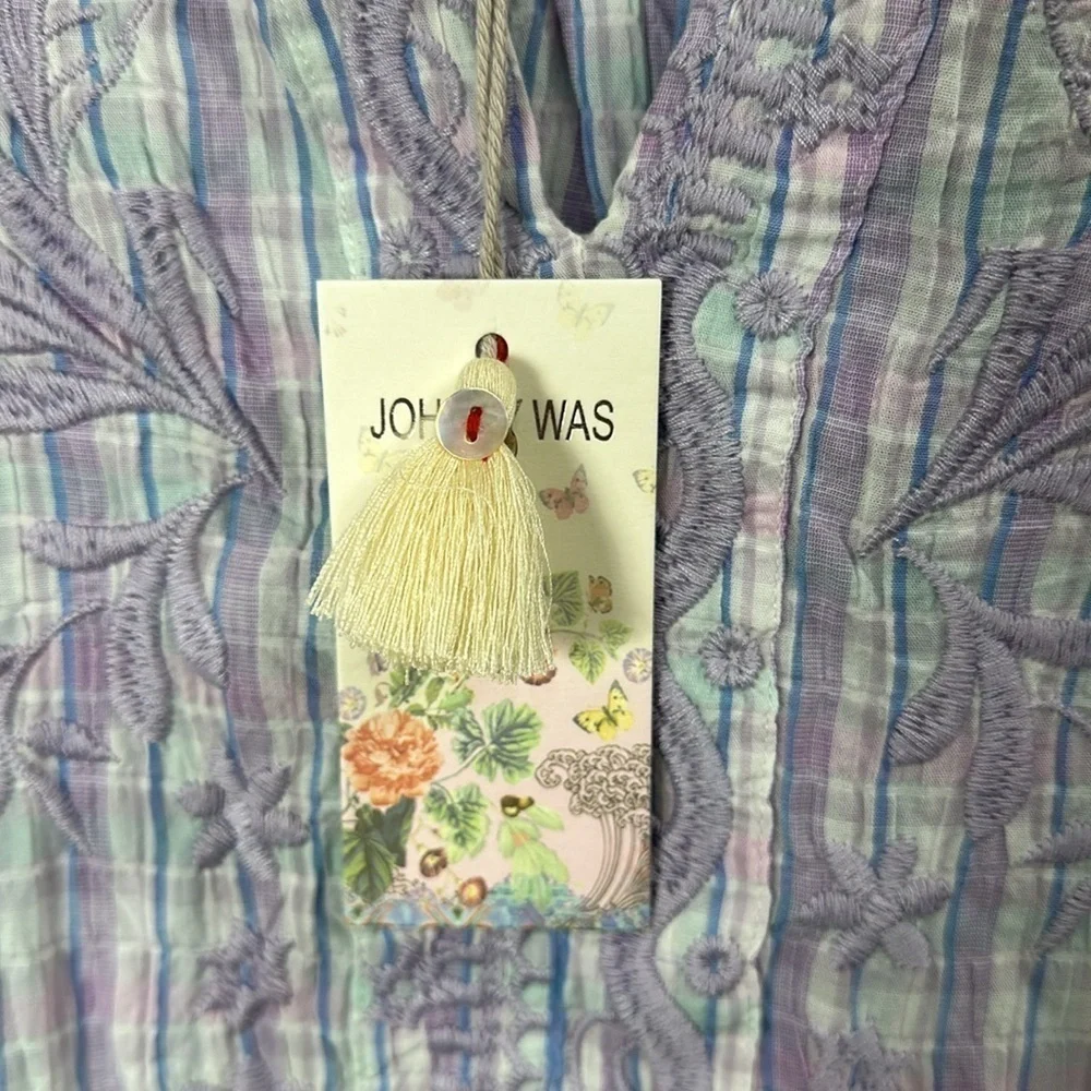 Johnny Was workshop Malo puff sleeve blouse purple size small.NWT